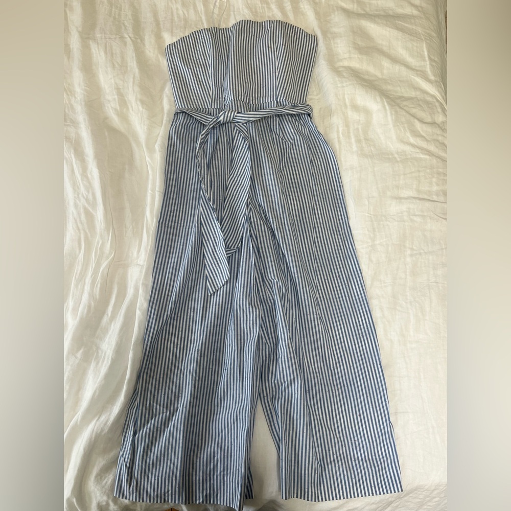 Club Monaco Striped Blue Jumpsuit. Size 8